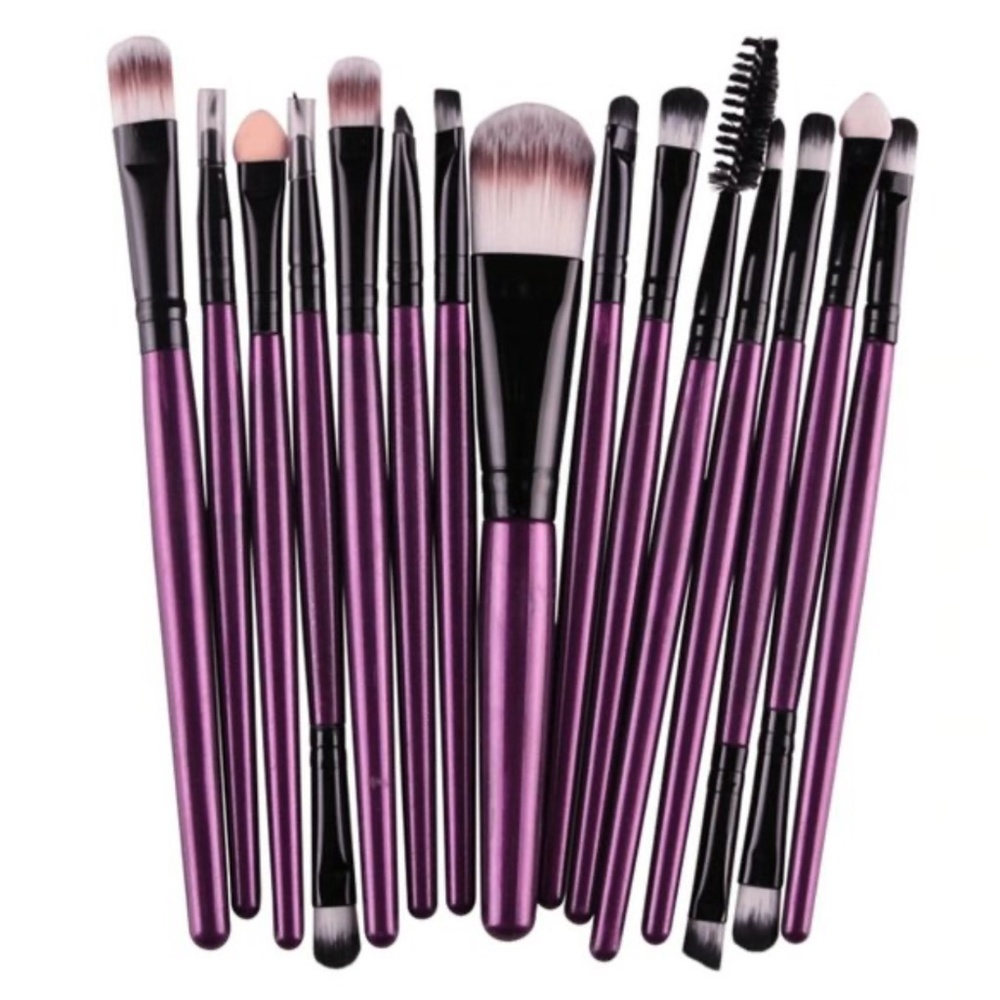 NEW 15 pcs Purple Pro Makeup Brush Set